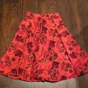 Hawaiian Print Full Circle Midi Skirt